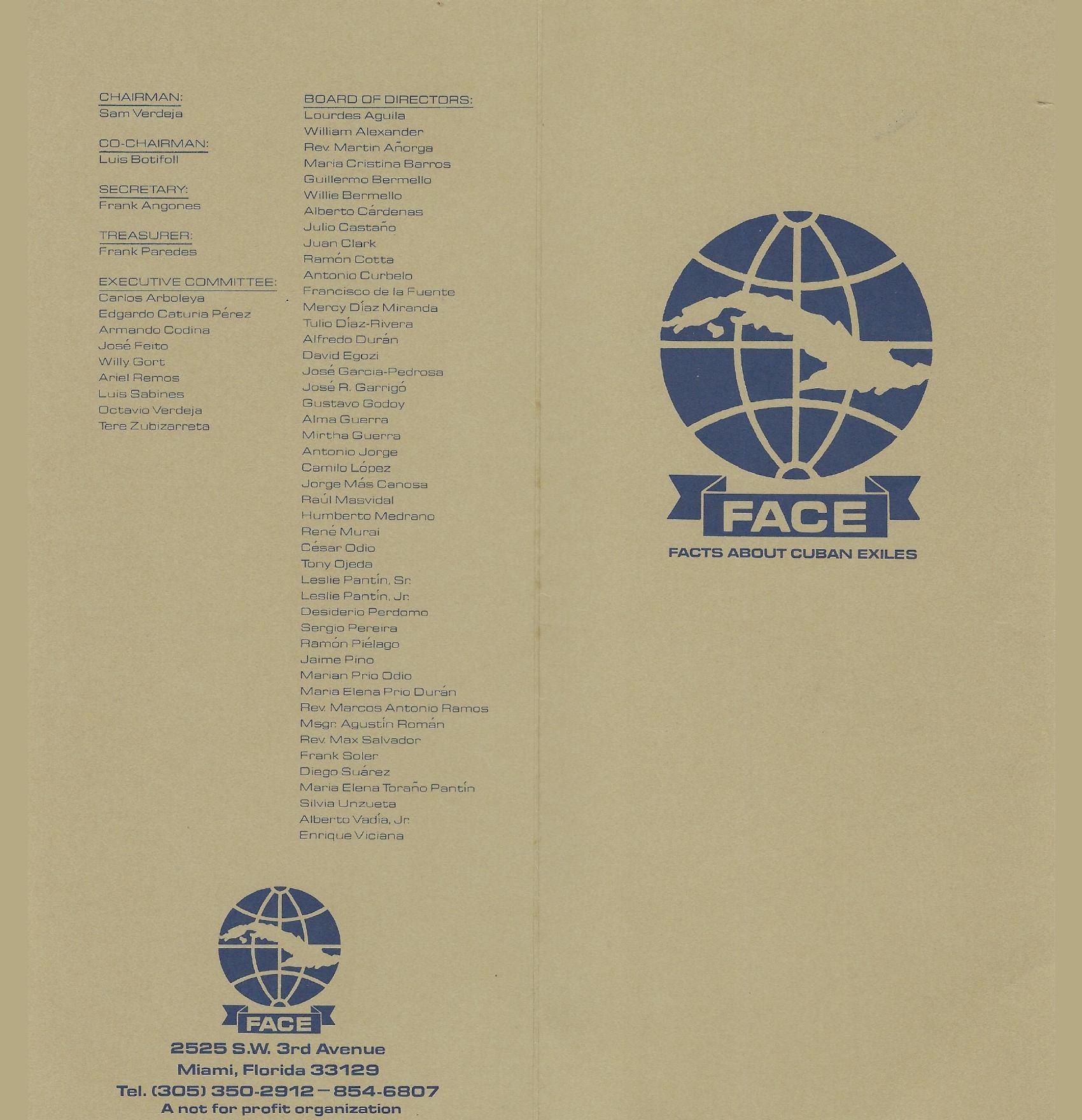 FACE booklet cover, 1982