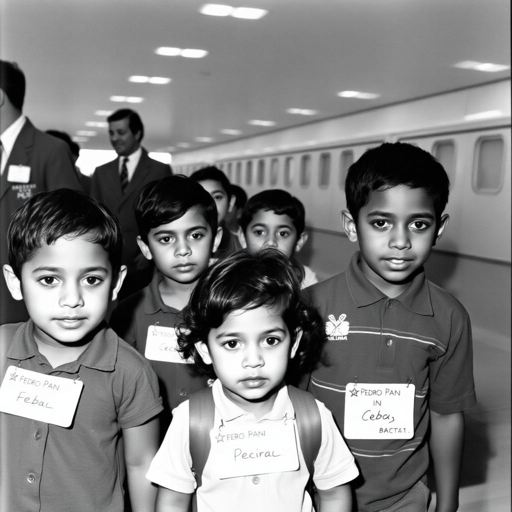 Cuban children arriving at Miami airport during Operation Pedro Pan