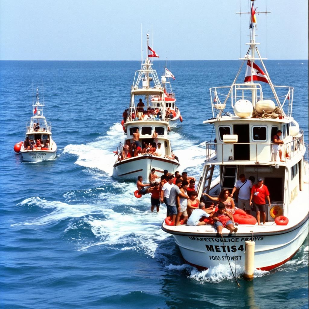 Crowded boats of Cuban refugees during the 1980 Mariel boatlift