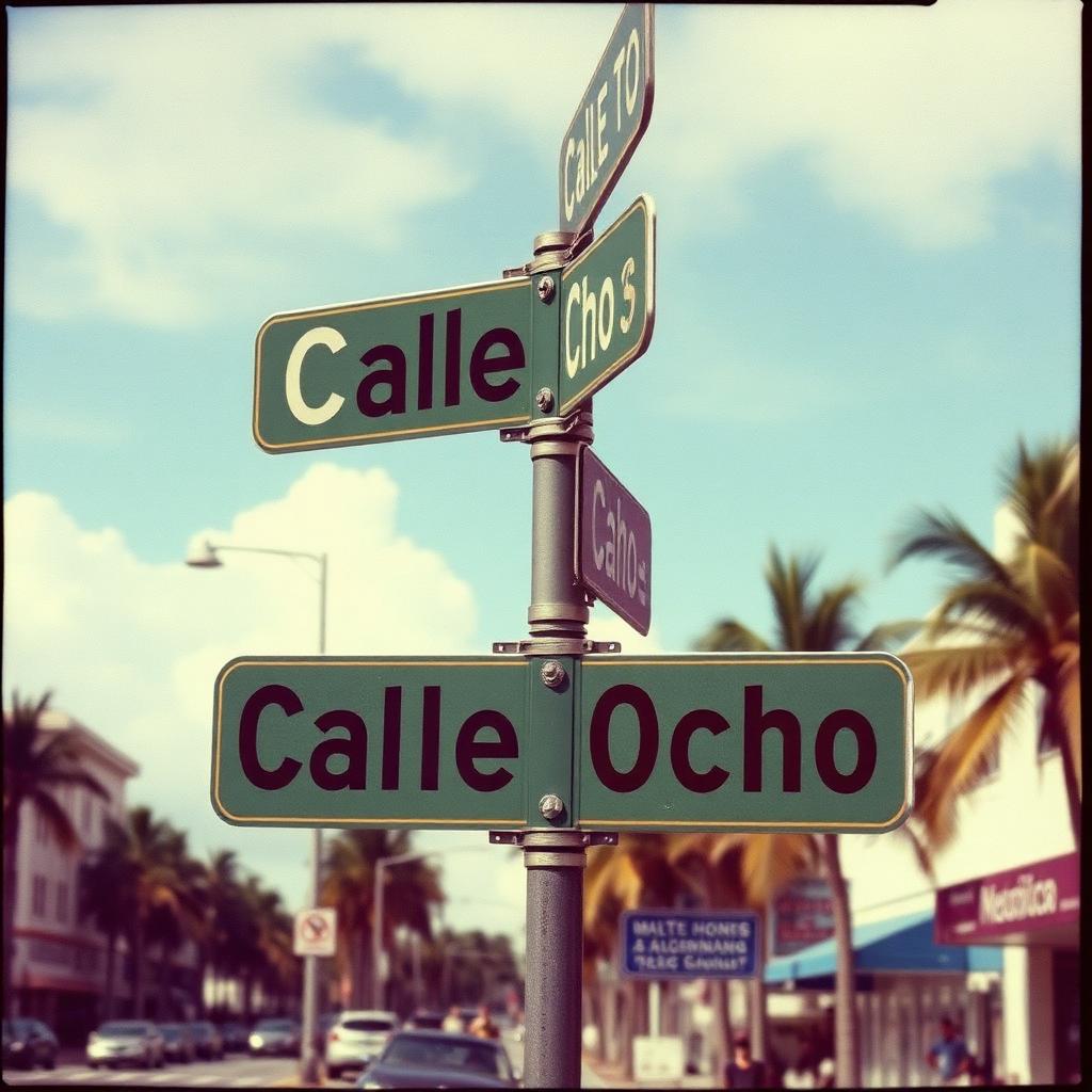 Bilingual Calle Ocho street signs in Little Havana, Miami