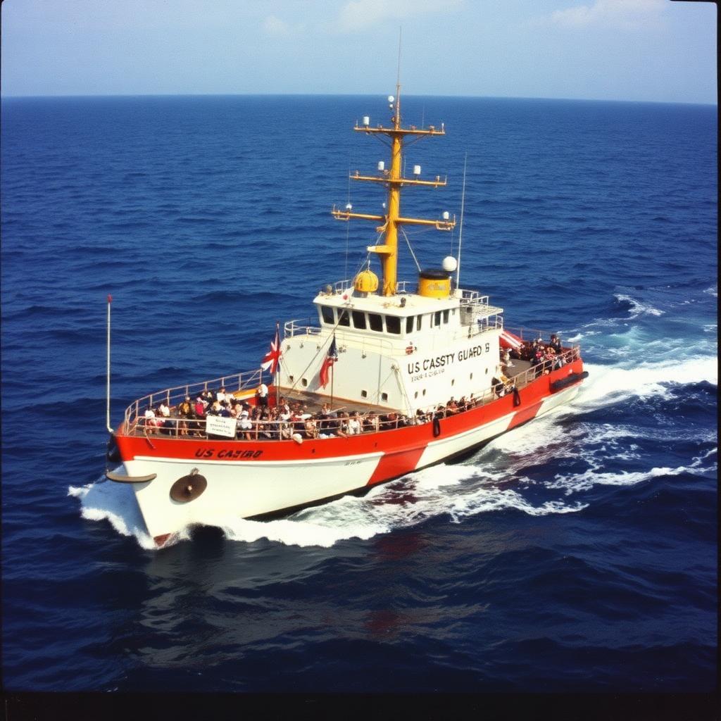 U.S. Coast Guard cutter intercepting Cuban migrants at sea