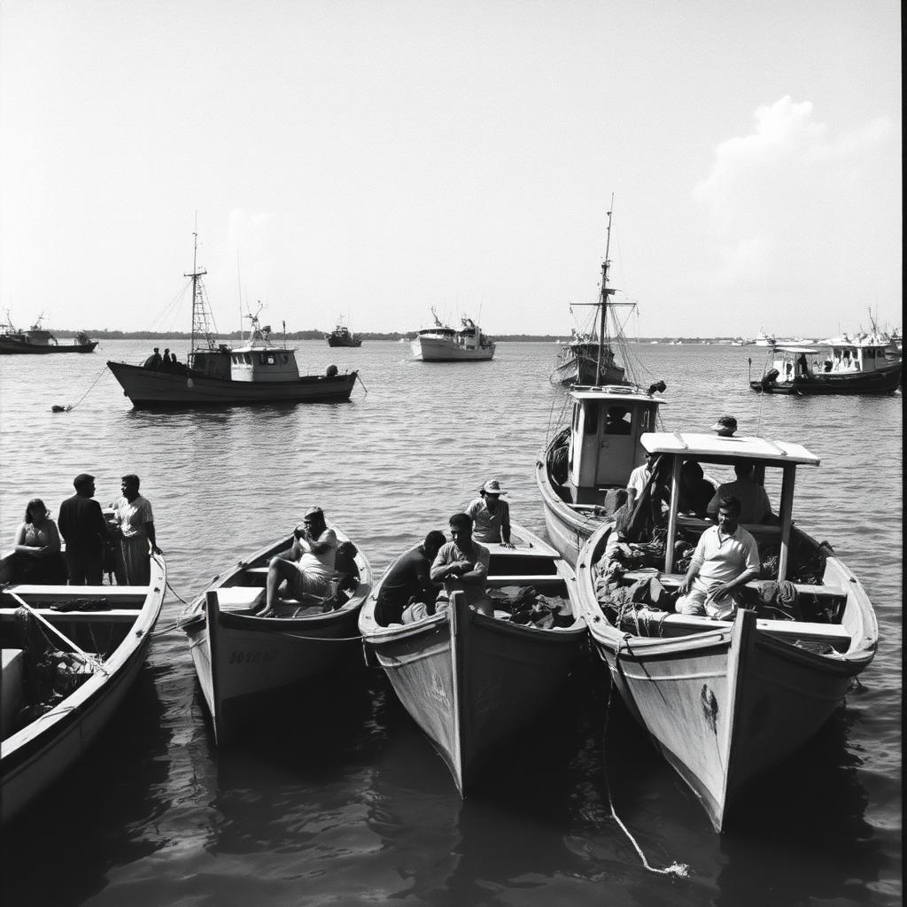 Fishing boats at the port of Camarioca in 1965